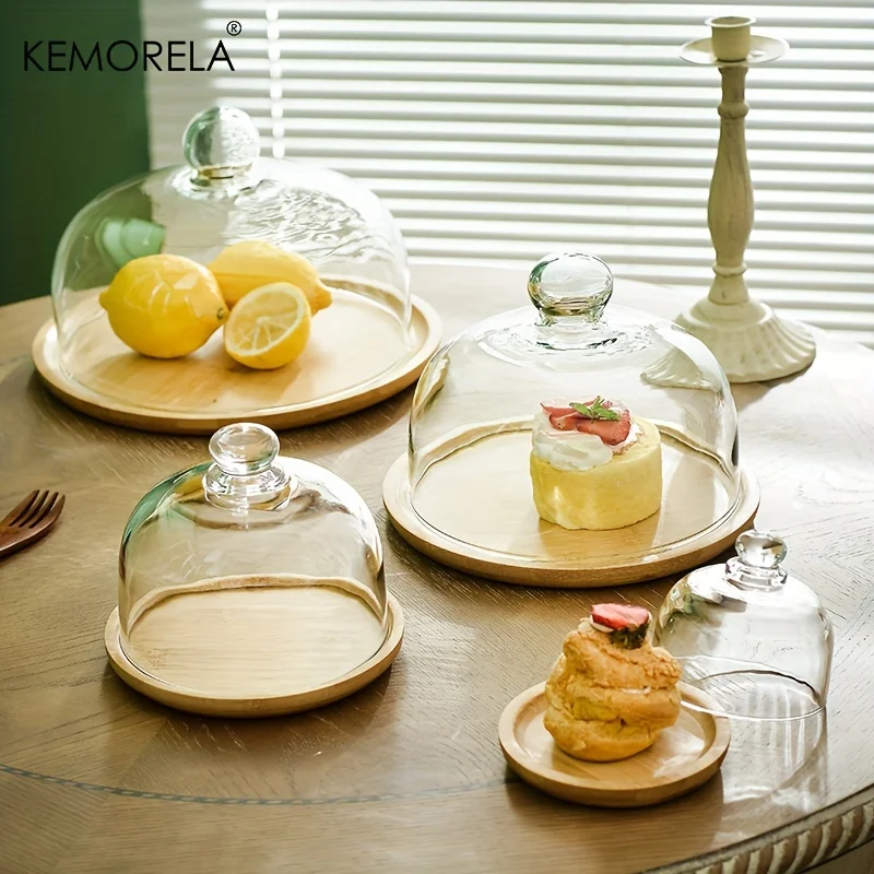 KEMORELA Bamboo Cake Stand with Clear Glass Lid - Dustproof, Decorative Serving Tray for Desserts Fruits & Snacks For Weddings
KEMORELA Bamboo Cake Stand with Clear Glass Lid - Dustproof, Decorative Serving Tray for Desserts Fruits & Snacks For Weddings
