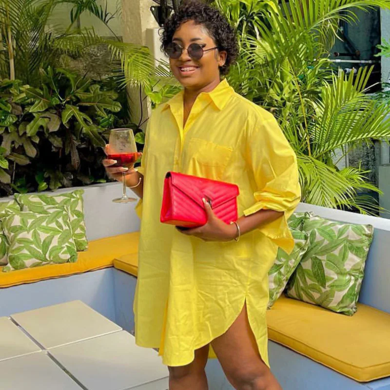 2026 New African Fashion Women Long Loose Shirt Full Sleeve Solid Yellow Color Bloues Tops With Pockets
2026 New African Fashion Women Long Loose Shirt Full Sleeve Solid Yellow Color Bloues Tops With Pockets