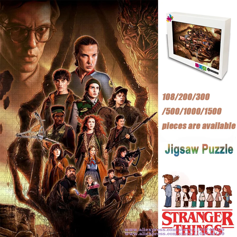 Stranger Things Puzzle Jigsaw 108/200/300/500/1000/1500Pcs Intelligence Puzzles for Kids & Adults Funny Puzzles Home Decoration
Stranger Things Puzzle Jigsaw 108/200/300/500/1000/1500Pcs Intelligence Puzzles for Kids & Adults Funny Puzzles Home Decoration