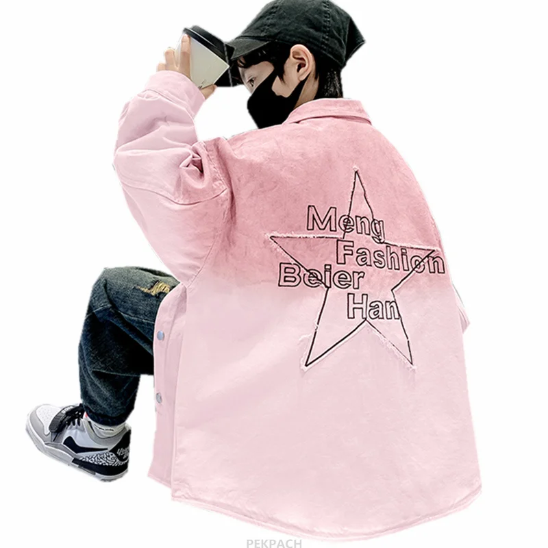 Teenage Boys Clothes School Uniform Shirts Pink Gradient Color Kids Long Sleeve Letter Print Shirt Children Blouse 5-14 Year
Teenage Boys Clothes School Uniform Shirts Pink Gradient Color Kids Long Sleeve Letter Print Shirt Children Blouse 5-14 Year