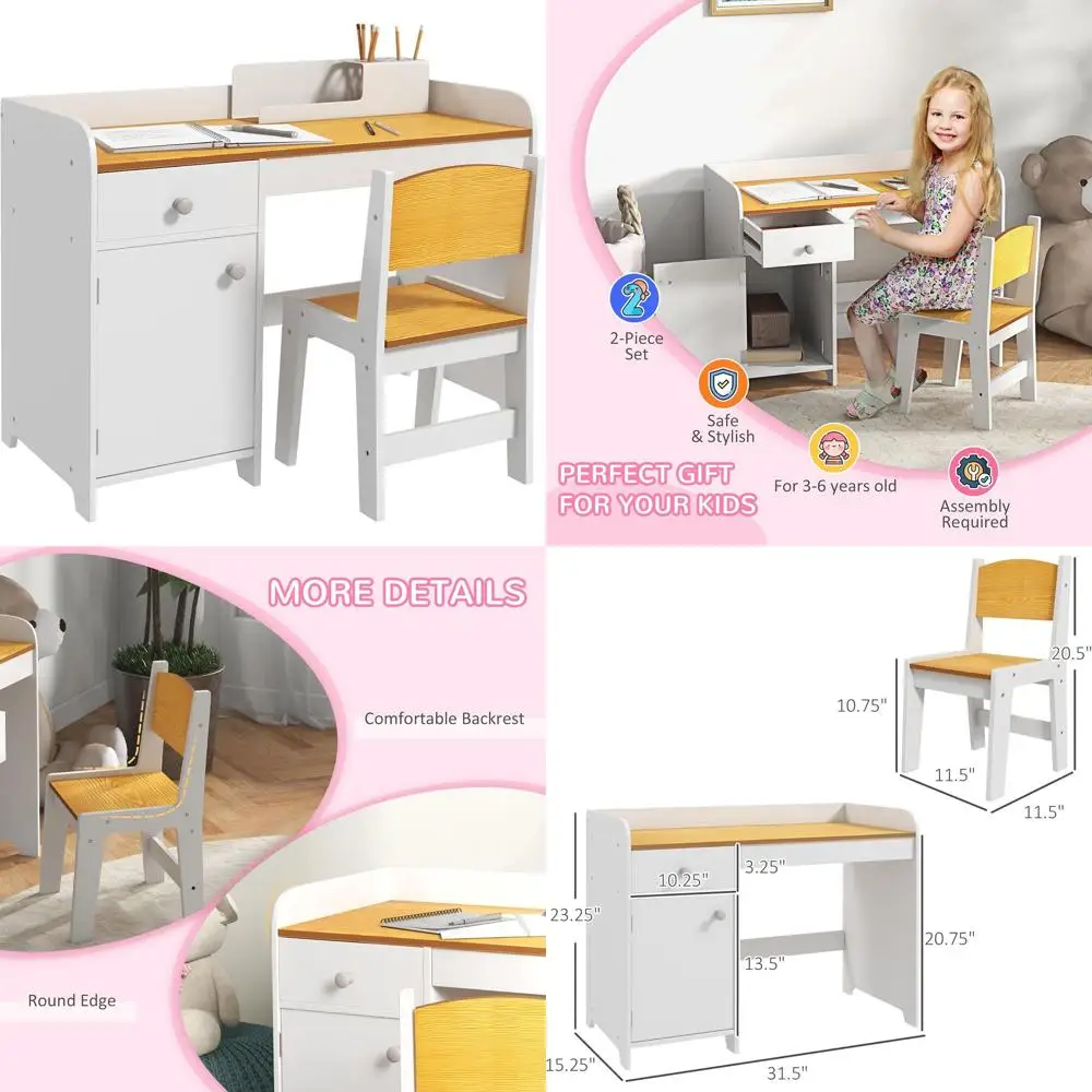 White Children's Desk and Chair Set with Storage for Study, Arts, Crafts, Snack Time, and Homeschooling
White Children's Desk and Chair Set with Storage for Study, Arts, Crafts, Snack Time, and Homeschooling