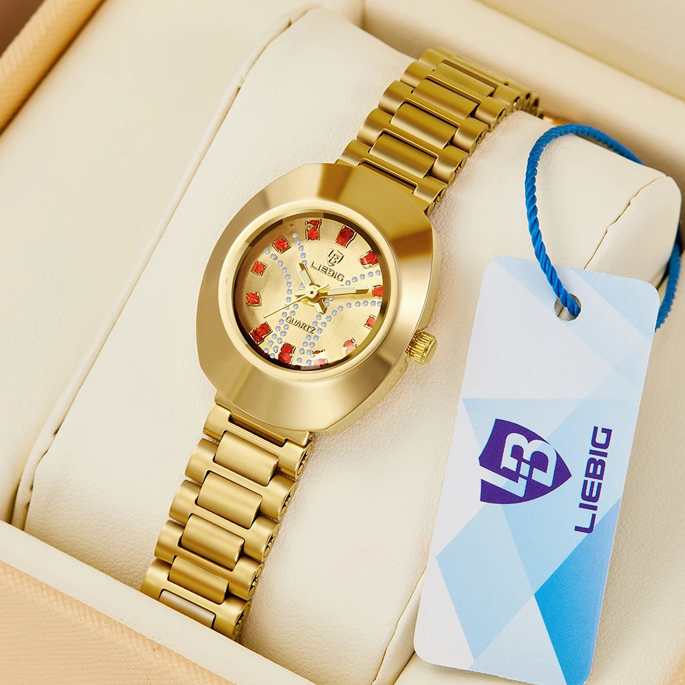 LIEBIG Роскошные овальные золотые кварцевые часы из нержавеющей стали для женщин и мужчин повседневные женские мужские часы водонепроницаемые наручные часы Relogio Feminino
LIEBIG Роскошные овальные золотые кварцевые часы из нержавеющей стали для женщин и мужчин повседневные женские мужские часы водонепроницаемые наручные часы Relogio Feminino