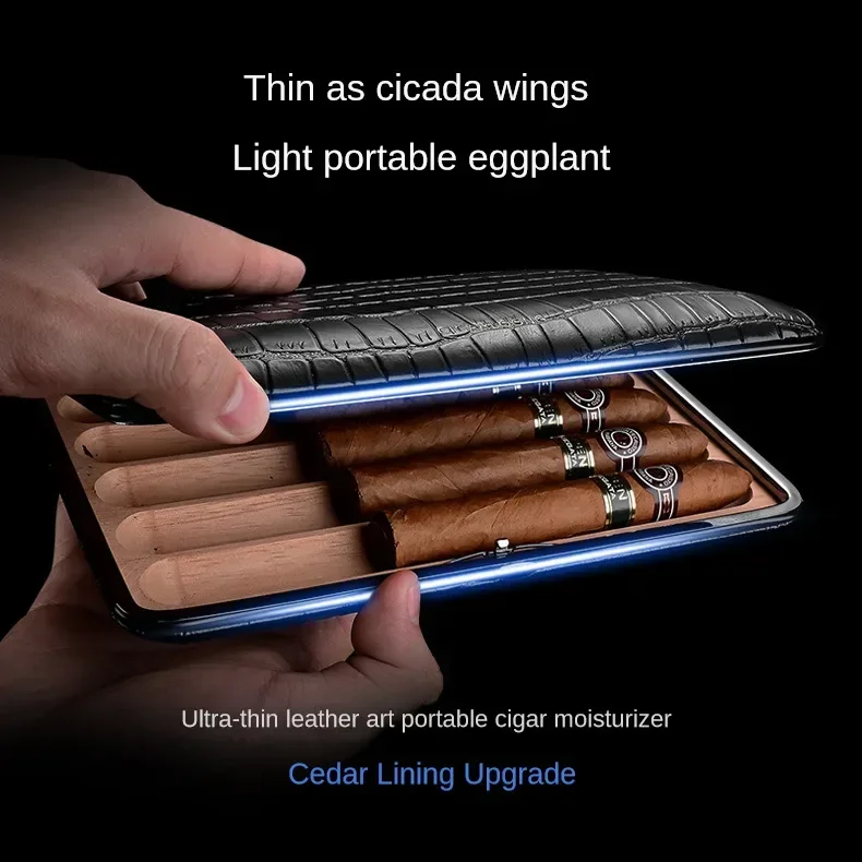 New light and thin cedar wood cigar cover, first layer cowhide, convenient business trip cigar box, moisturizing leather case
New light and thin cedar wood cigar cover, first layer cowhide, convenient business trip cigar box, moisturizing leather case