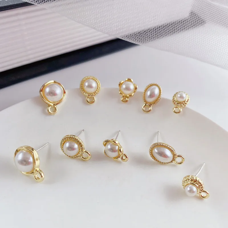 10pcs Handmade Pearl Earrings Base Gold Color Round Stud Earring Settings Earrings Hook for Diy Jewelry Connectors Findigns
10pcs Handmade Pearl Earrings Base Gold Color Round Stud Earring Settings Earrings Hook for Diy Jewelry Connectors Findigns