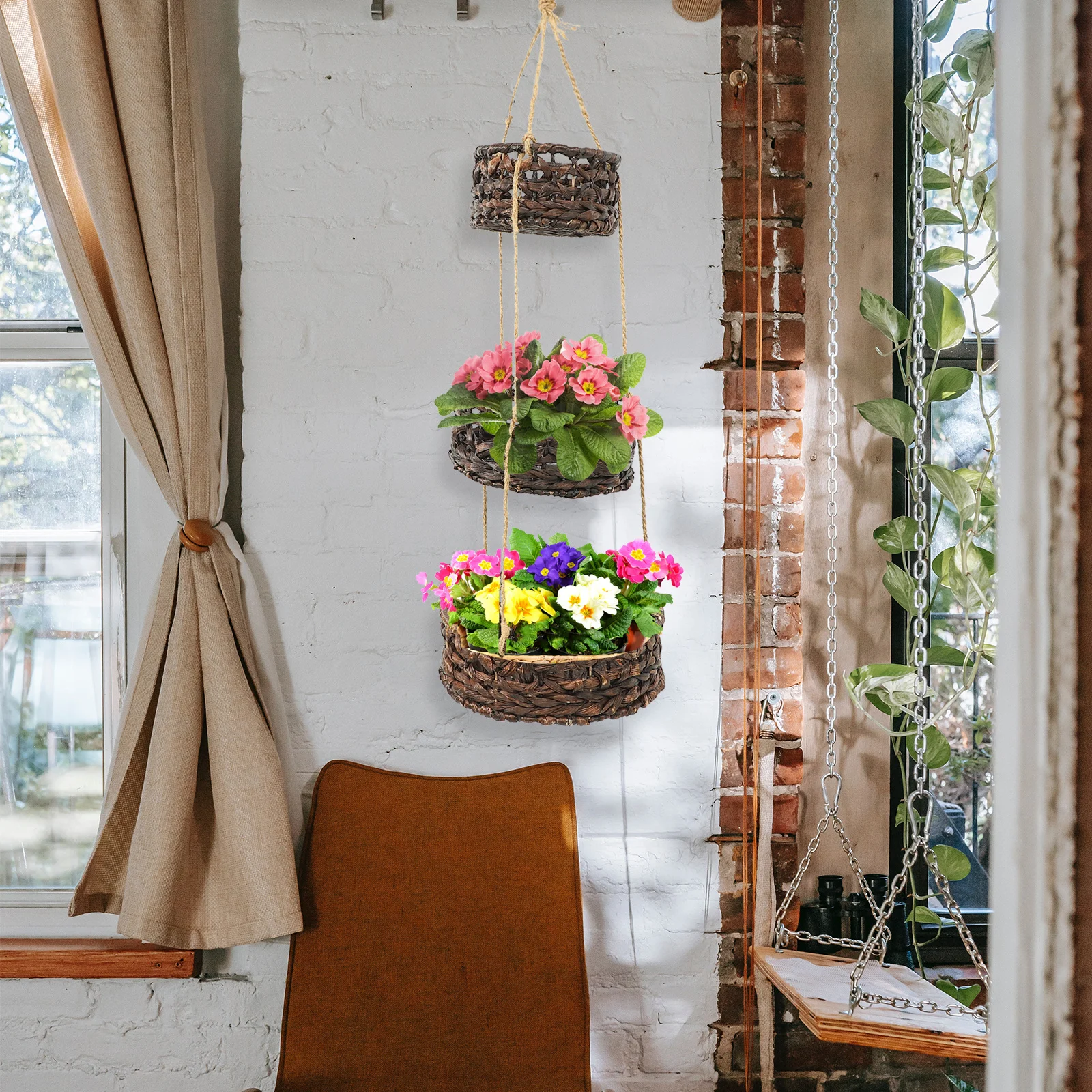 1Set Woven Hanging Flower Pot Three Tier Strong Weather Resistant Hanging Planter for Indoor Garden Decoration Plant Container
1Set Woven Hanging Flower Pot Three Tier Strong Weather Resistant Hanging Planter for Indoor Garden Decoration Plant Container