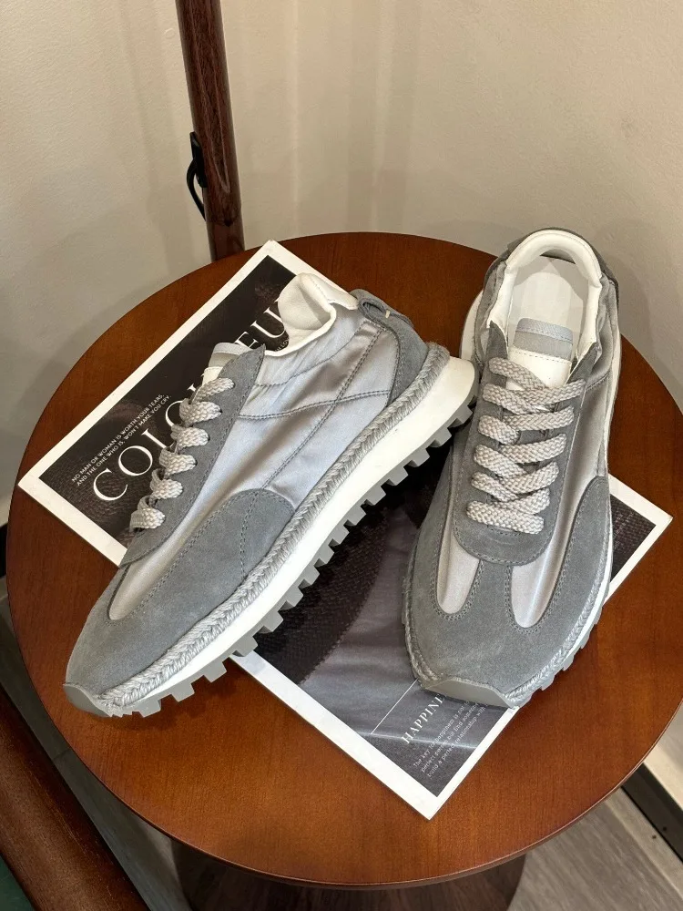4cm Thick Sole Height-increasing Gray Sneakers Women Outdoor Hiking Training Shoes Lace-up Pleated Soft-sole Retro Casual Shoes
4cm Thick Sole Height-increasing Gray Sneakers Women Outdoor Hiking Training Shoes Lace-up Pleated Soft-sole Retro Casual Shoes