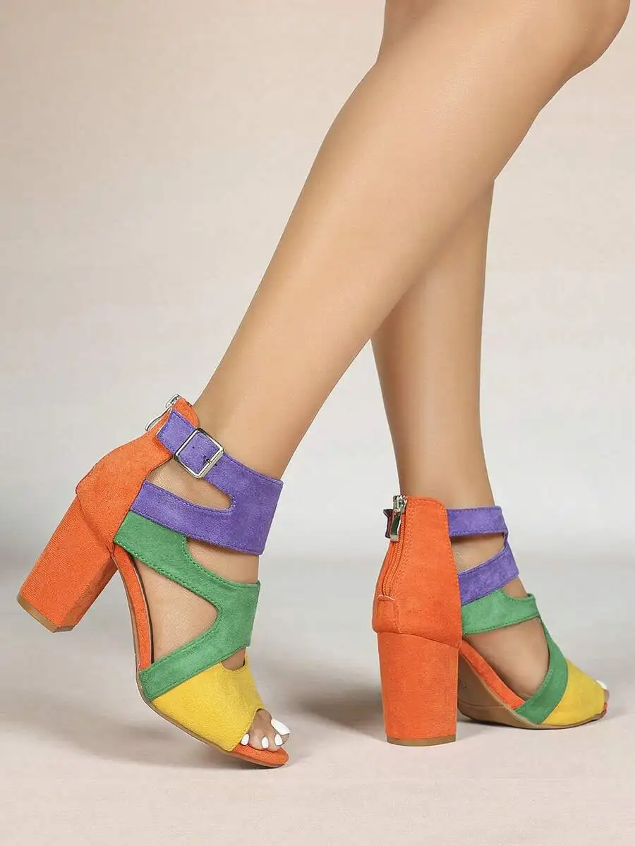 Women Color Block Open Toe Ankle Strap Block Heel Sandals For Party Wedding
Women Color Block Open Toe Ankle Strap Block Heel Sandals For Party Wedding