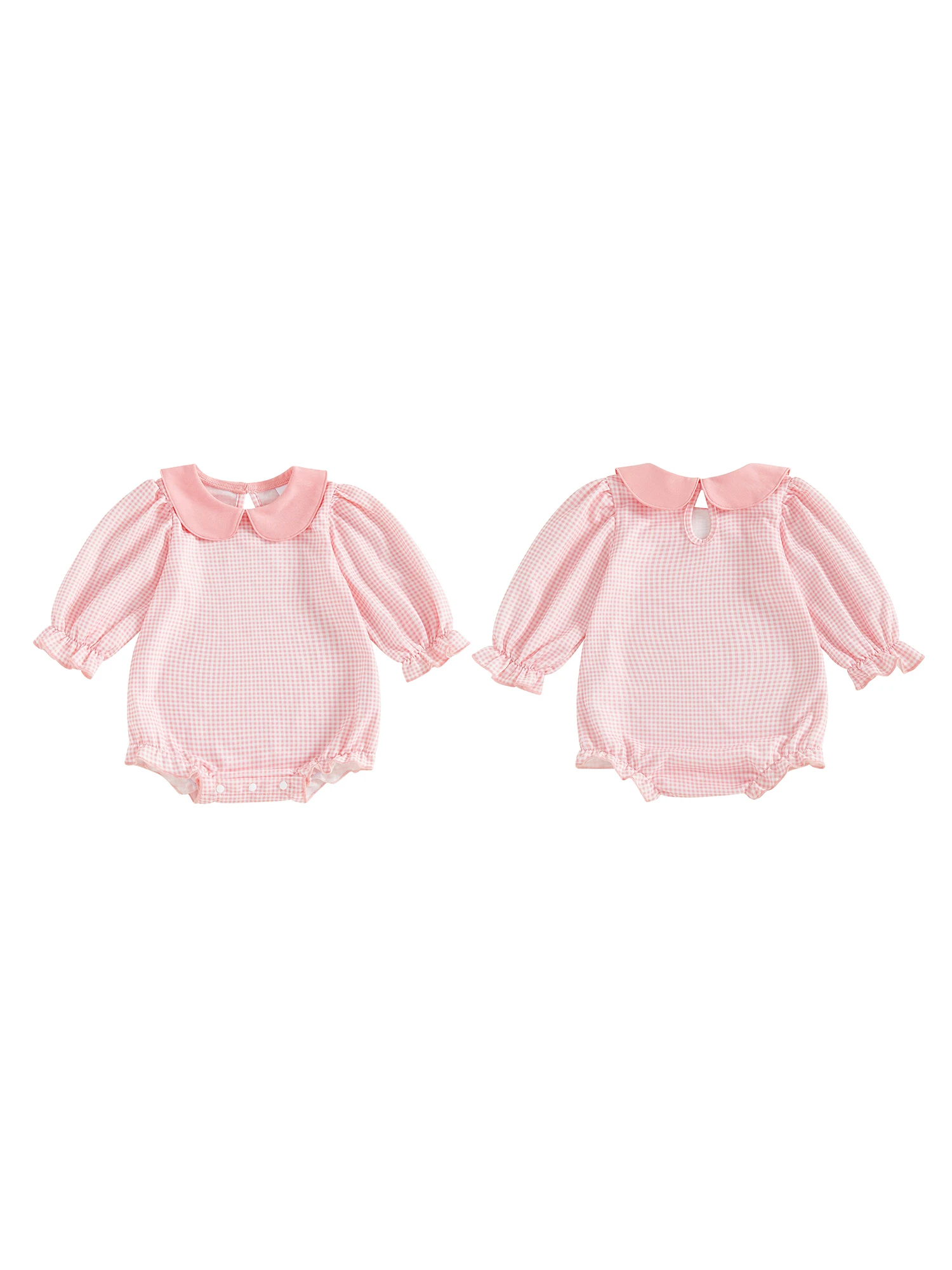 Infant Girls Jumpsuit Stylish Long Sleeve Plaid Bodysuit with Doll Collar for Autumn Outfit in Everyday Wear
Infant Girls Jumpsuit Stylish Long Sleeve Plaid Bodysuit with Doll Collar for Autumn Outfit in Everyday Wear