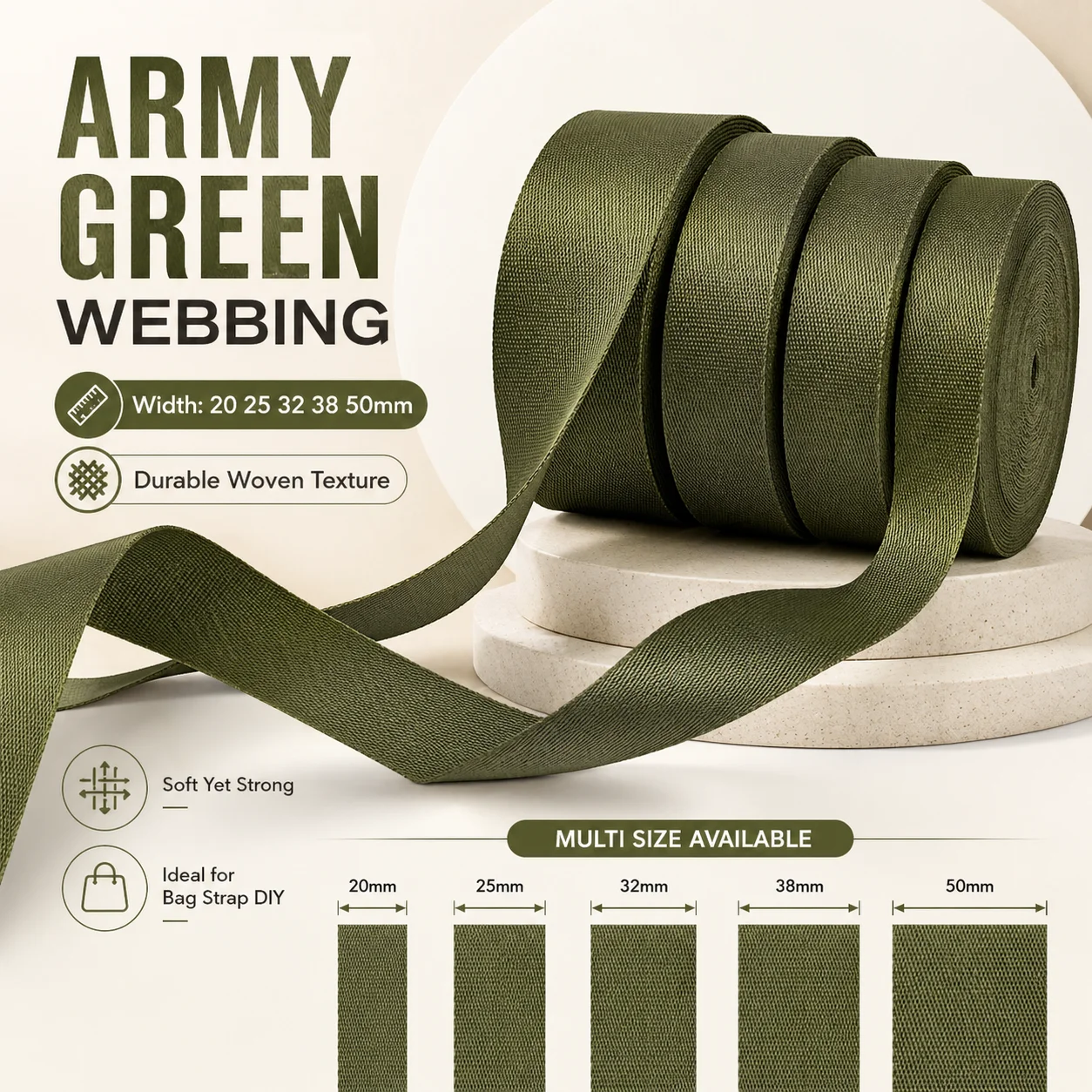 5M ArmyGreen Webbing Tape 20/25/32/38/50mm Backpack Nylon Strap Seatbelt Bias Binding Band Sewing Ribbon Straps Dog Collar Tapes
5M ArmyGreen Webbing Tape 20/25/32/38/50mm Backpack Nylon Strap Seatbelt Bias Binding Band Sewing Ribbon Straps Dog Collar Tapes