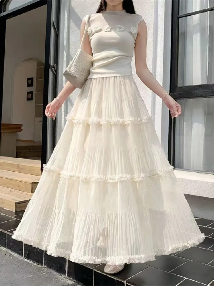 Cherry Blossom Pink Mesh Half Skirt Women's Korean Style Design Elegant Wooden Cake Skirt A-Line Flared Long Skirt
Cherry Blossom Pink Mesh Half Skirt Women's Korean Style Design Elegant Wooden Cake Skirt A-Line Flared Long Skirt