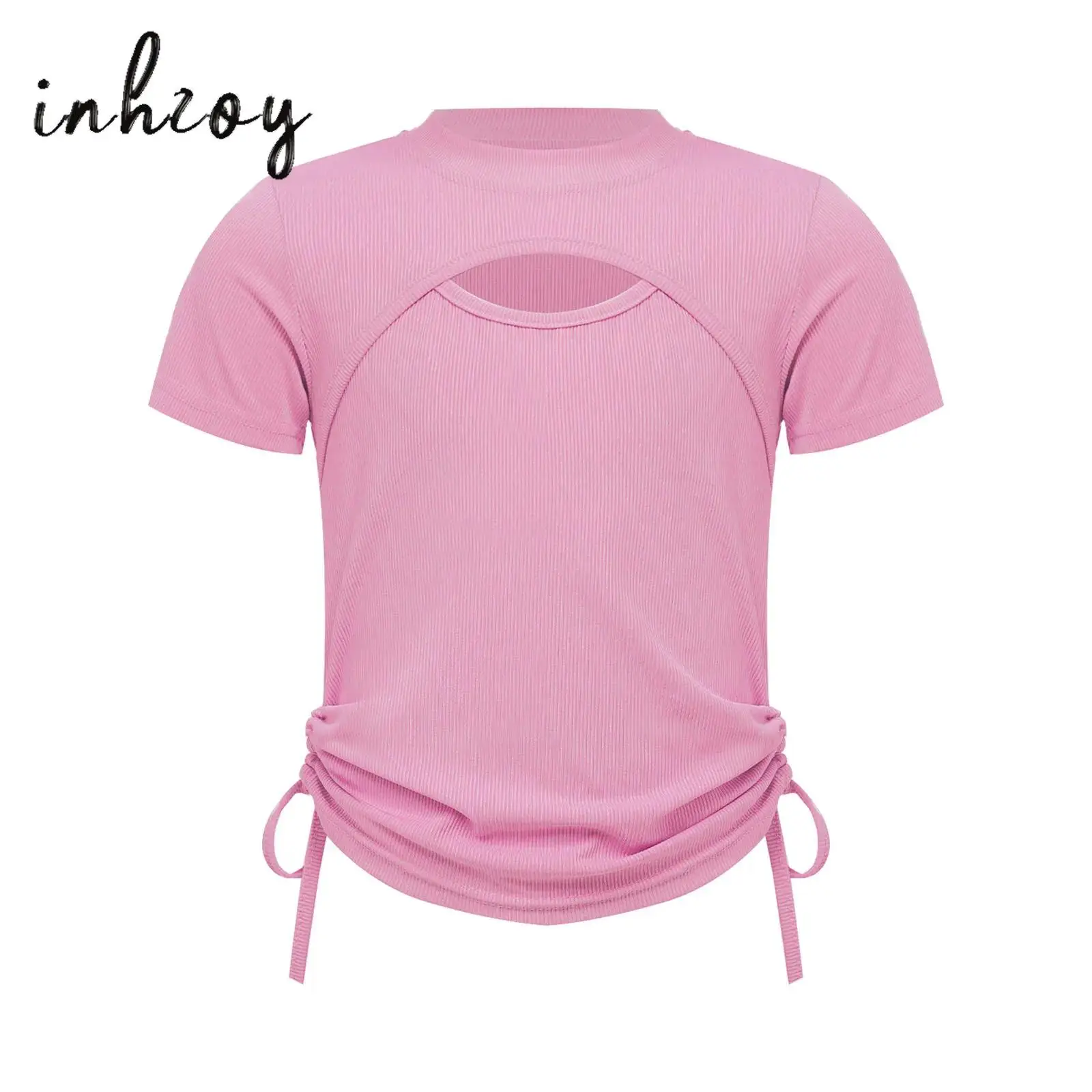 Summer T-shirt for Kids Girls Fashion Solid Colour Drawstring Cutout Tee Tops Casual Short Sleeve Ribbed Shirts Pullover Top
Summer T-shirt for Kids Girls Fashion Solid Colour Drawstring Cutout Tee Tops Casual Short Sleeve Ribbed Shirts Pullover Top