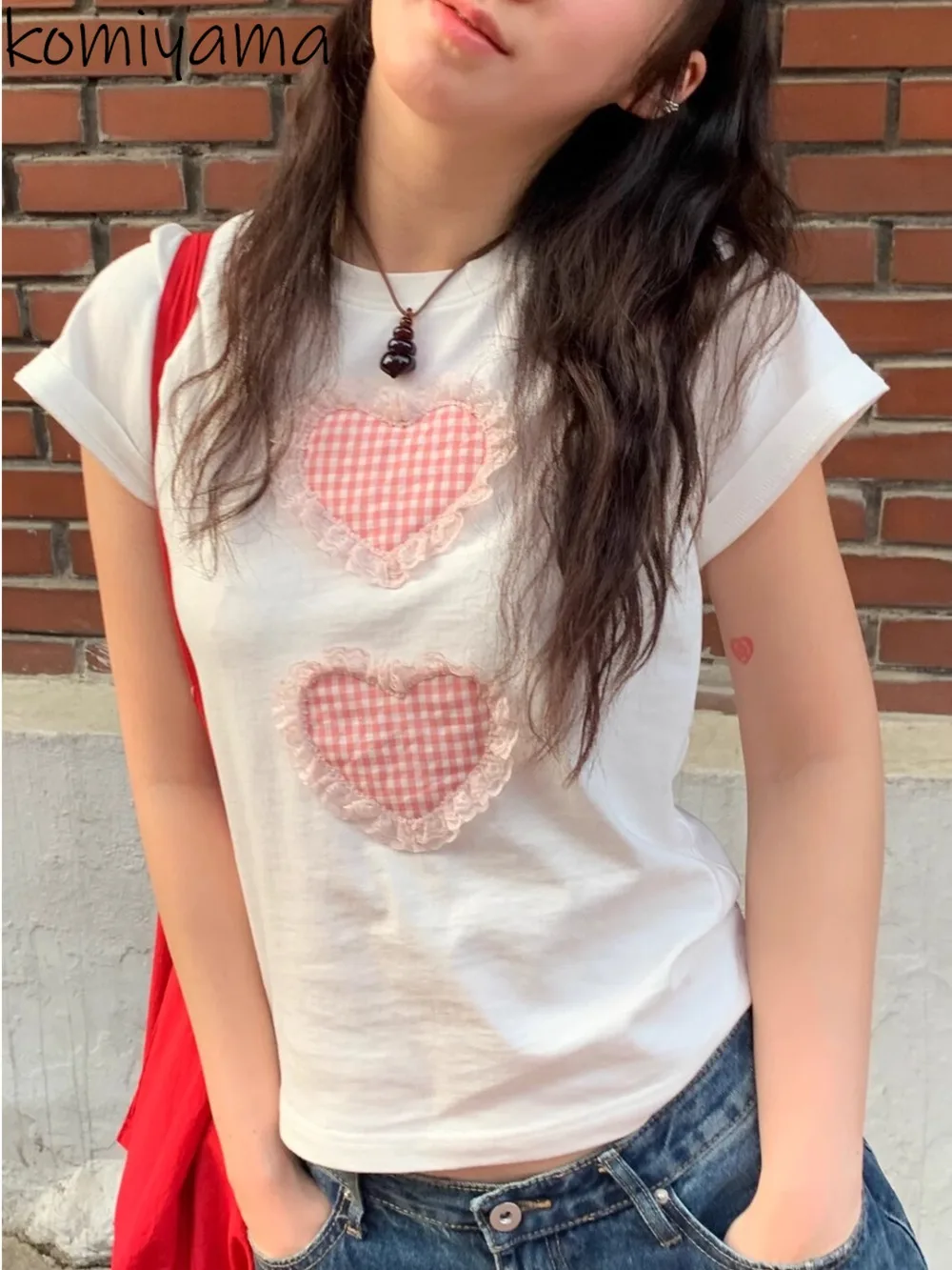 Plaid Love Heart Ropa De Mujer Korean Style Sweet Woman 2025 Clothing Short Sleeve Clothes Summer New T Shirt Fungus Roupas
Plaid Love Heart Ropa De Mujer Korean Style Sweet Woman 2025 Clothing Short Sleeve Clothes Summer New T Shirt Fungus Roupas
