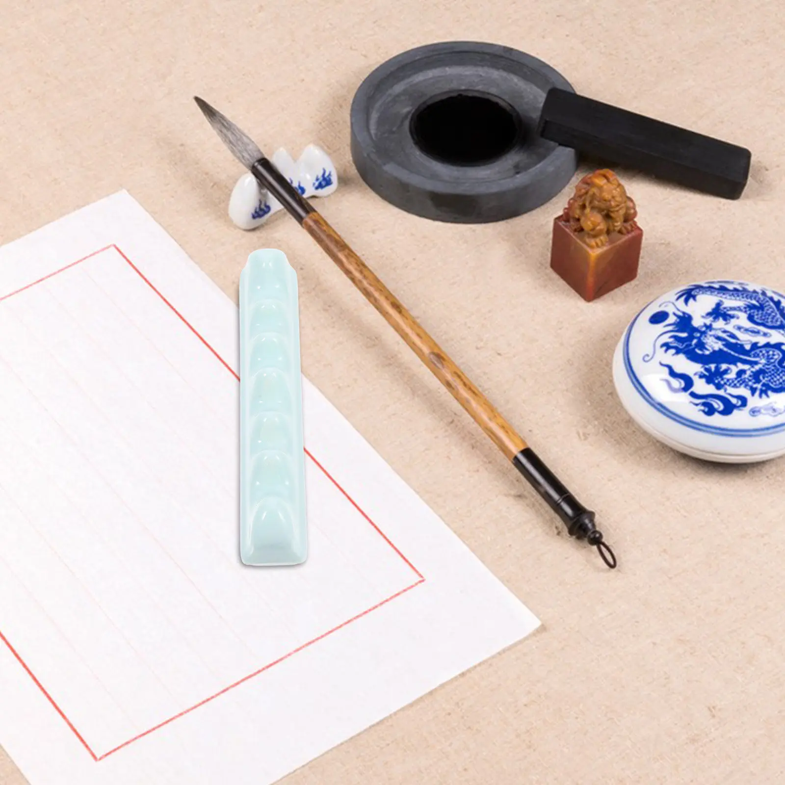 Ceramic Brush Rack with Imitation Jade Green Glaze Fine Craftsmanship Brush Rest Organizer for Chinese Calligraphy Tools Home
Ceramic Brush Rack with Imitation Jade Green Glaze Fine Craftsmanship Brush Rest Organizer for Chinese Calligraphy Tools Home