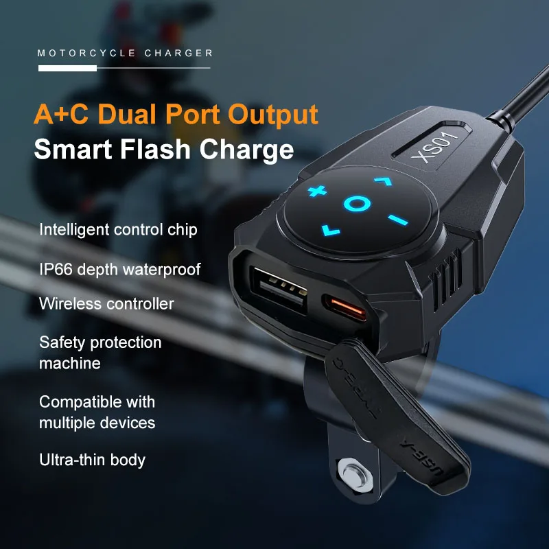 DC12-24V QC3.0+PD Motorcycle USB Charger Bluetooth Remote Control Waterproof Socket Handlebar Cell Quick Charger Adapter
DC12-24V QC3.0+PD Motorcycle USB Charger Bluetooth Remote Control Waterproof Socket Handlebar Cell Quick Charger Adapter