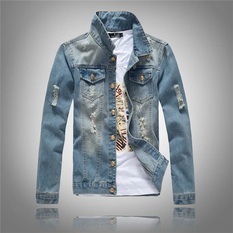 Spring Autumn New Fashion Men's Korean Washed Light Blue Jeans Jacket Slim Hole Pocket Casual Trendy Denim Coat Streetwear Male
Spring Autumn New Fashion Men's Korean Washed Light Blue Jeans Jacket Slim Hole Pocket Casual Trendy Denim Coat Streetwear Male