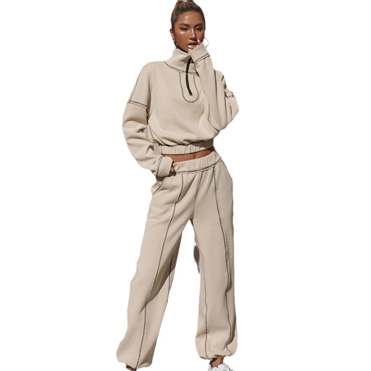 Women Tracksuit Two Piece Sets Autumn Winter Zipper Matching Sets Stand Collar Coats Tops Full Sleeve Straight Long Pants Set
Women Tracksuit Two Piece Sets Autumn Winter Zipper Matching Sets Stand Collar Coats Tops Full Sleeve Straight Long Pants Set