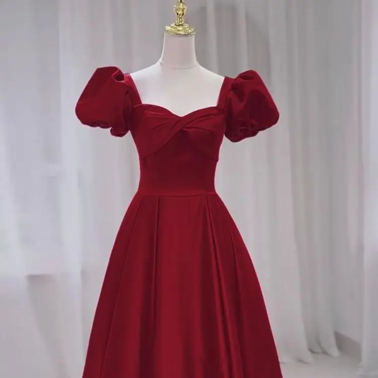 Bridal Toast Dress Spring New Satin Red French Engagement Long Wedding Back-to-Door Elegant Evening Dress for Women
Bridal Toast Dress Spring New Satin Red French Engagement Long Wedding Back-to-Door Elegant Evening Dress for Women
