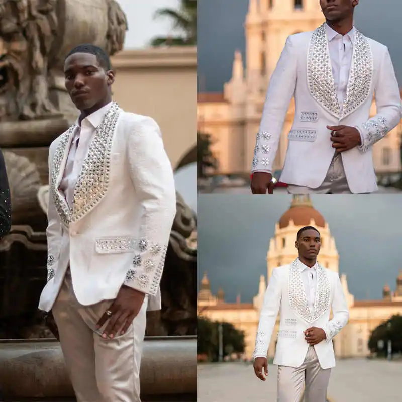 Royal Crystal Wedding Tuxedos Jacquard 2 Piece Set Jacket Pants Shawl Lapel Men Suit Designer Groom Wear Formal Suits Customized
Royal Crystal Wedding Tuxedos Jacquard 2 Piece Set Jacket Pants Shawl Lapel Men Suit Designer Groom Wear Formal Suits Customized