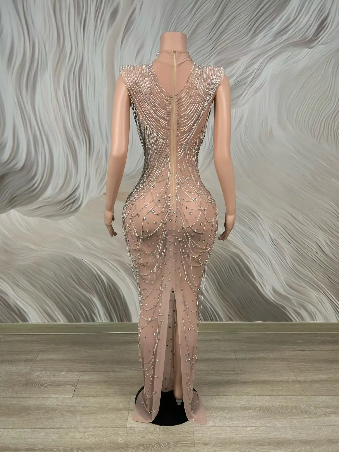 See Through Rhinestone Chains Tassel Evening Prom Bodycon Dress Female Floor Length Birthday Party Long Dress Women Dinner Gown
See Through Rhinestone Chains Tassel Evening Prom Bodycon Dress Female Floor Length Birthday Party Long Dress Women Dinner Gown