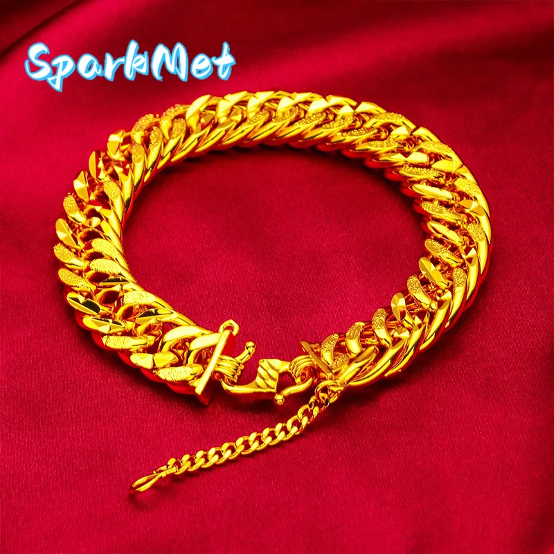 Браслет Sparkmet24K из чистого золота 999 пробы, с 3D-гравировкой, прочная цепь, излучает мужественность и изысканность
Браслет Sparkmet24K из чистого золота 999 пробы, с 3D-гравировкой, прочная цепь, излучает мужественность и изысканность