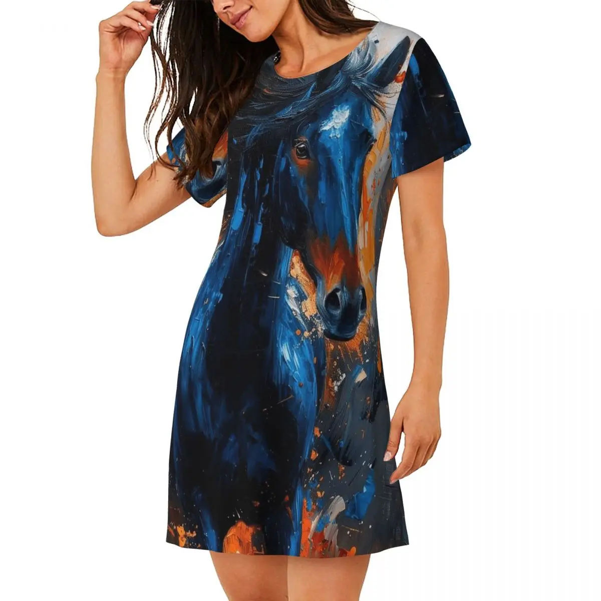 Wild Horse Oil Painting Colour Short Sleeves Nightdress For Sleeping Sleepshirts Women Short Sleeve Nightgowns Soft Pajama Dress
Wild Horse Oil Painting Colour Short Sleeves Nightdress For Sleeping Sleepshirts Women Short Sleeve Nightgowns Soft Pajama Dress