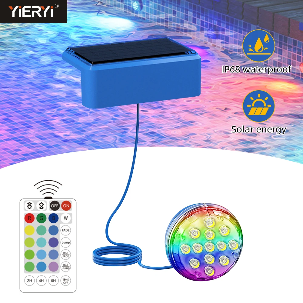 Yieryi Solar Pool Lights with Remote Control IP68 Waterproof Submersible LED Lights Multi-Color Changing Underwater Lights
Yieryi Solar Pool Lights with Remote Control IP68 Waterproof Submersible LED Lights Multi-Color Changing Underwater Lights