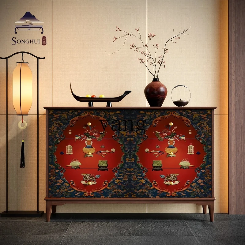 LTT new Chinese chest of drawers living room solid wood drawers against the wall storage painted entrance cabinet
LTT new Chinese chest of drawers living room solid wood drawers against the wall storage painted entrance cabinet