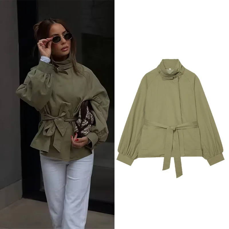 Women's High-Neck Jacket with Belt New 2026 Spring Autumn Simple Solid Color Loose Women Coat Tops Female Chic Outerwear
Women's High-Neck Jacket with Belt New 2026 Spring Autumn Simple Solid Color Loose Women Coat Tops Female Chic Outerwear