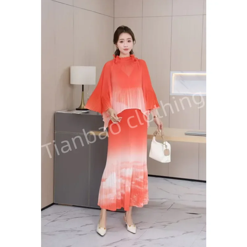 Miyake Pleated Two-piece Set for Women 2025 New Printed Gradient Drawstring Irregular Large Size Women's Skirt Set
Miyake Pleated Two-piece Set for Women 2025 New Printed Gradient Drawstring Irregular Large Size Women's Skirt Set