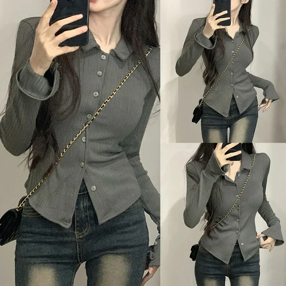 Women Retro Long Sleeve Shirt Ladies Fashion Slim Fit All-match Top Women's Lapel Casual T Shirt Streetwear
Women Retro Long Sleeve Shirt Ladies Fashion Slim Fit All-match Top Women's Lapel Casual T Shirt Streetwear