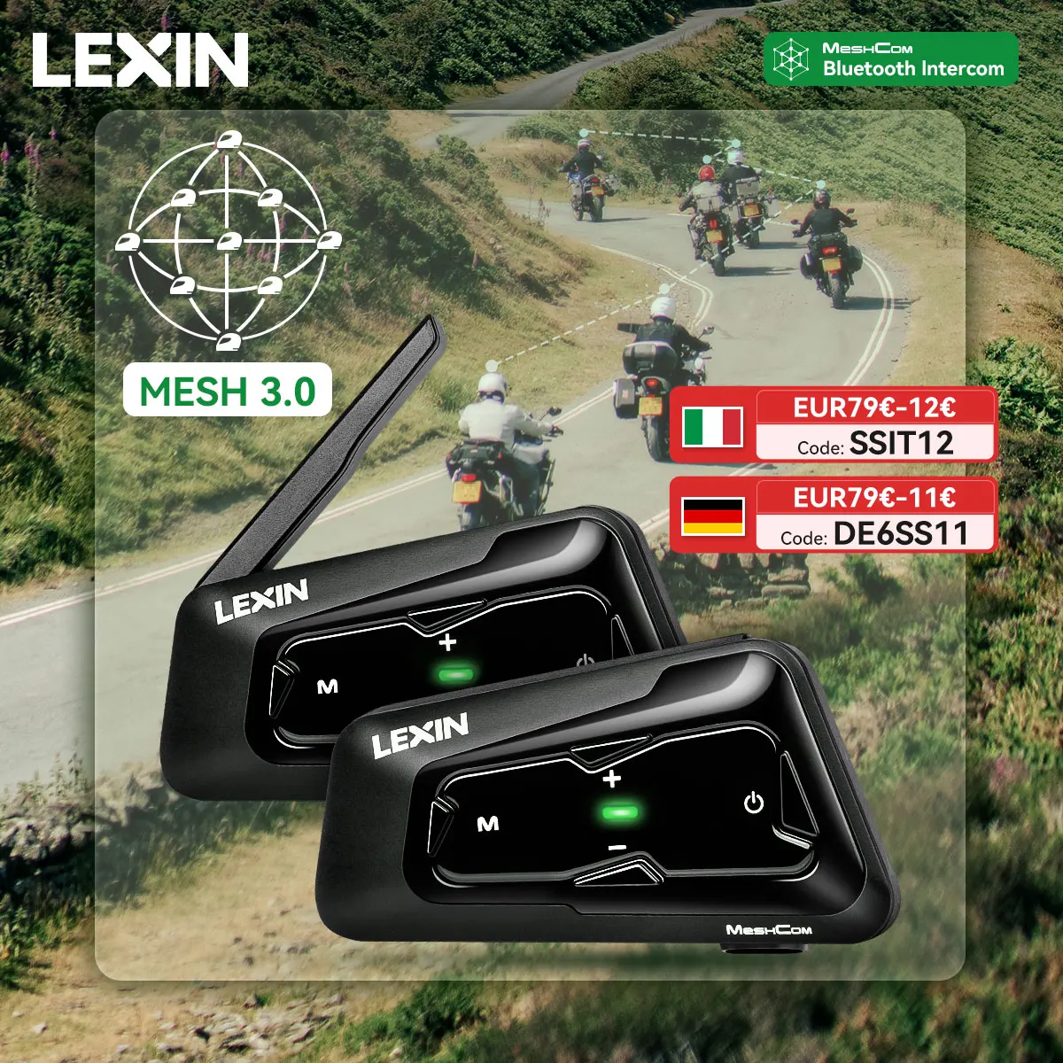 Lexin MeshCom MESH & Bluetooth Intercom For Motorcycle Helmet Headset,Mesh intercom up to 24 people within 2 km range
Lexin MeshCom MESH & Bluetooth Intercom For Motorcycle Helmet Headset,Mesh intercom up to 24 people within 2 km range