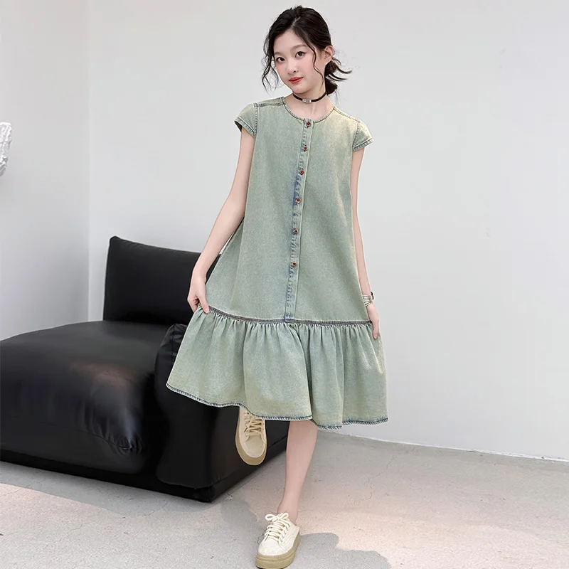 Child Vintage Blue Summer Denim Shirt Dress for Girls Retro Casual Sleeveless Daily Wear Clothing Kids Fashion Streetwear Outfit
Child Vintage Blue Summer Denim Shirt Dress for Girls Retro Casual Sleeveless Daily Wear Clothing Kids Fashion Streetwear Outfit