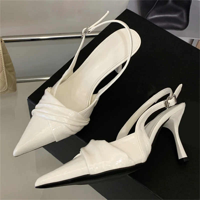 YNPO Summer Elegant White Pleated Buckle Strap Pointed Toe Thin High Heels Women Pumps Sandals Party Stripper Shoes
YNPO Summer Elegant White Pleated Buckle Strap Pointed Toe Thin High Heels Women Pumps Sandals Party Stripper Shoes
