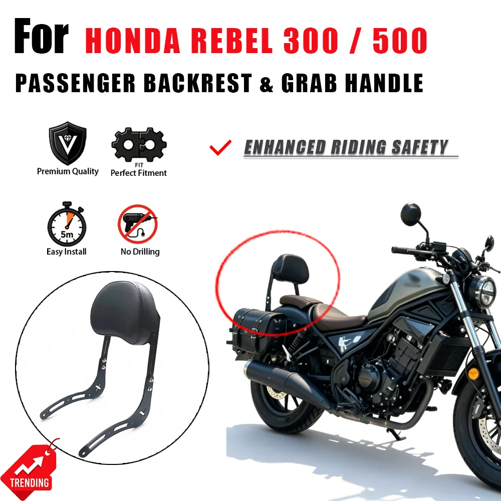 For Honda Rebel 300 500 CMX300 CMX500 Motorcycle Passenger Backrest Sissy Bar with Rear Grab Handle Rail Accesorios Moto
For Honda Rebel 300 500 CMX300 CMX500 Motorcycle Passenger Backrest Sissy Bar with Rear Grab Handle Rail Accesorios Moto