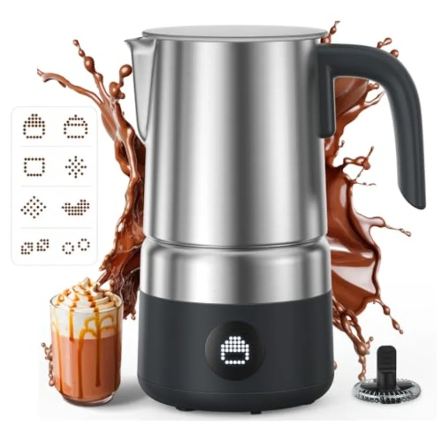 8-in-1 Electric Milk Frother for Coffee Hot Chocolate, Stainless Steel Jug, Silver, 600W Auto Warm/Cold Foam, 17oz Large Detach
8-in-1 Electric Milk Frother for Coffee Hot Chocolate, Stainless Steel Jug, Silver, 600W Auto Warm/Cold Foam, 17oz Large Detach