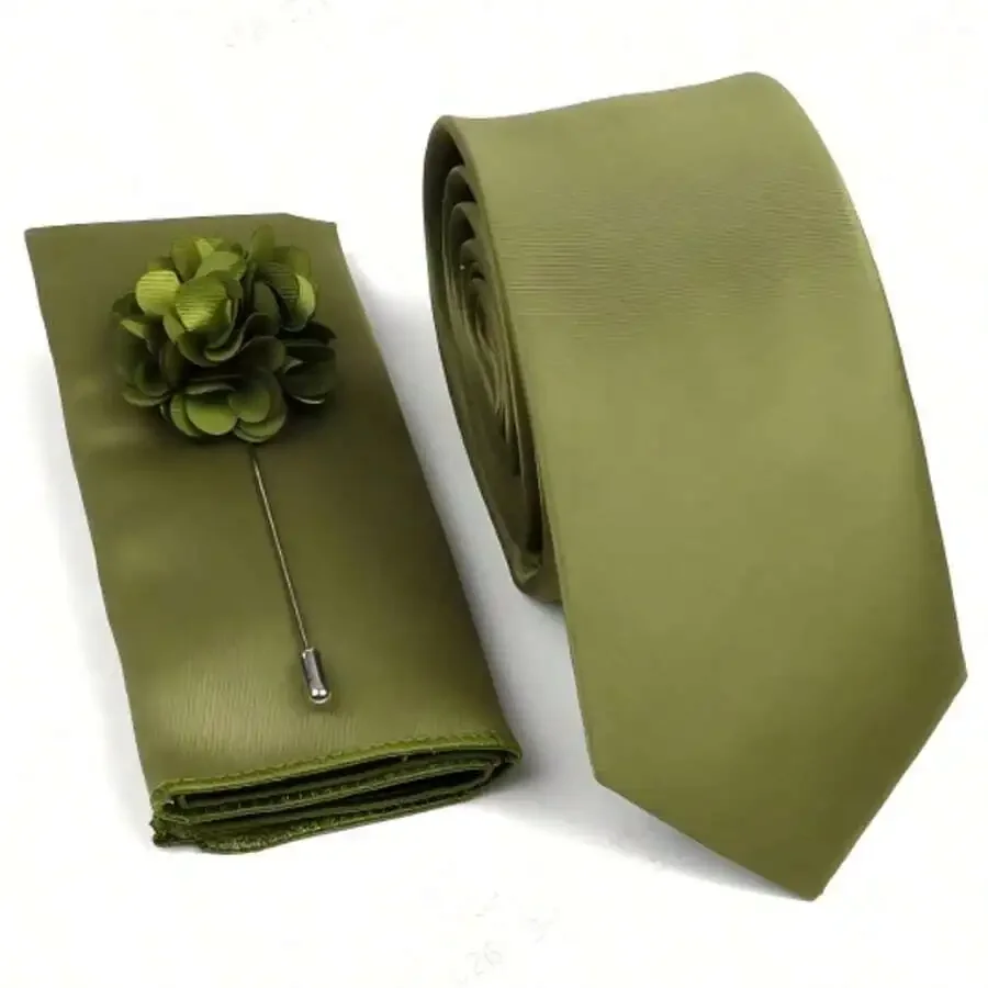 3Pcs Olive Green Satin Neck Tie Set For Men Handkerchief Lapel Pin Wedding Business Formal
3Pcs Olive Green Satin Neck Tie Set For Men Handkerchief Lapel Pin Wedding Business Formal
