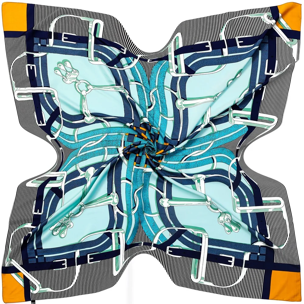 130cm Four Seasons Geometric Stripes Scarf with Chain Belt Womens Fashion Travel Shawl Sunscreen Large Square Wrap Autumn Gift 
130cm Four Seasons Geometric Stripes Scarf with Chain Belt Womens Fashion Travel Shawl Sunscreen Large Square Wrap Autumn Gift