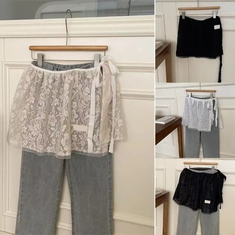 49ME Aesthetic Layering Wrap Skirt Flower Lace Hip Covering Short Apron Skirt with Adjustable Tie Layered Overskirt for Women
49ME Aesthetic Layering Wrap Skirt Flower Lace Hip Covering Short Apron Skirt with Adjustable Tie Layered Overskirt for Women