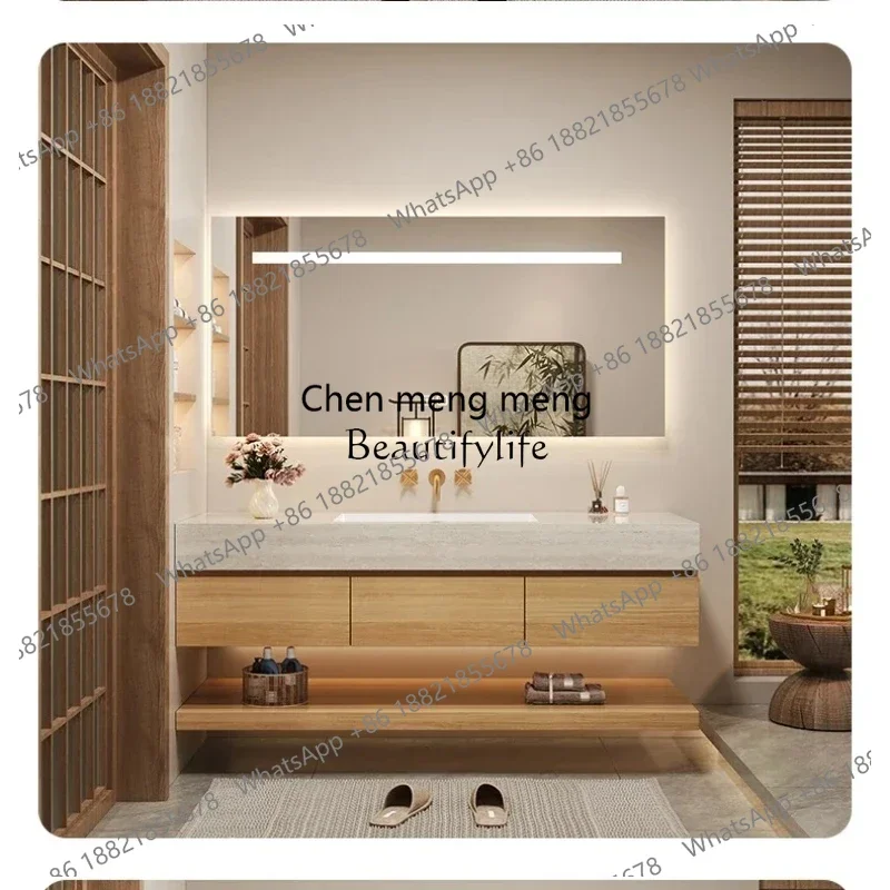 Line travertine rock slab seamless ceramic basin medieval log wind smart bathroom cabinet washstand
Line travertine rock slab seamless ceramic basin medieval log wind smart bathroom cabinet washstand