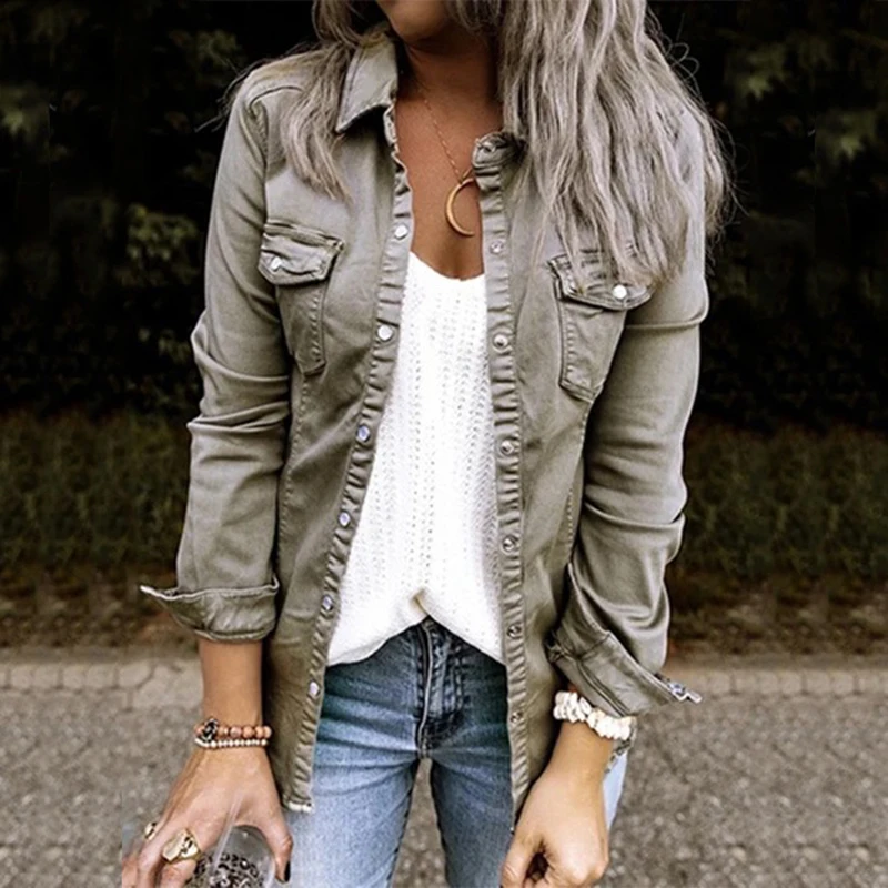 Vintage Long Sleeve Denim Blouses Edible Tree Fungus Patchwork Pocket Button Collared Elegant Street Jeans Shirts Top Women 2023
Vintage Long Sleeve Denim Blouses Edible Tree Fungus Patchwork Pocket Button Collared Elegant Street Jeans Shirts Top Women 2023