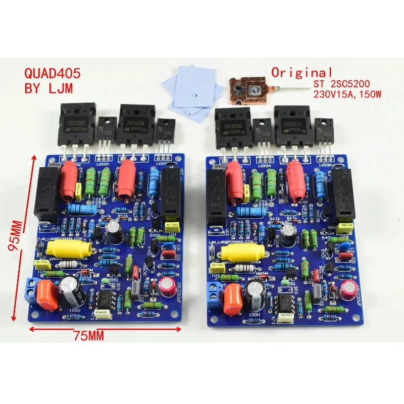 2pcs QUAD405 Audio Power Amplifier Board 100W*2 stereo audio Amplifier DIY KIT Assembled board
2pcs QUAD405 Audio Power Amplifier Board 100W*2 stereo audio Amplifier DIY KIT Assembled board