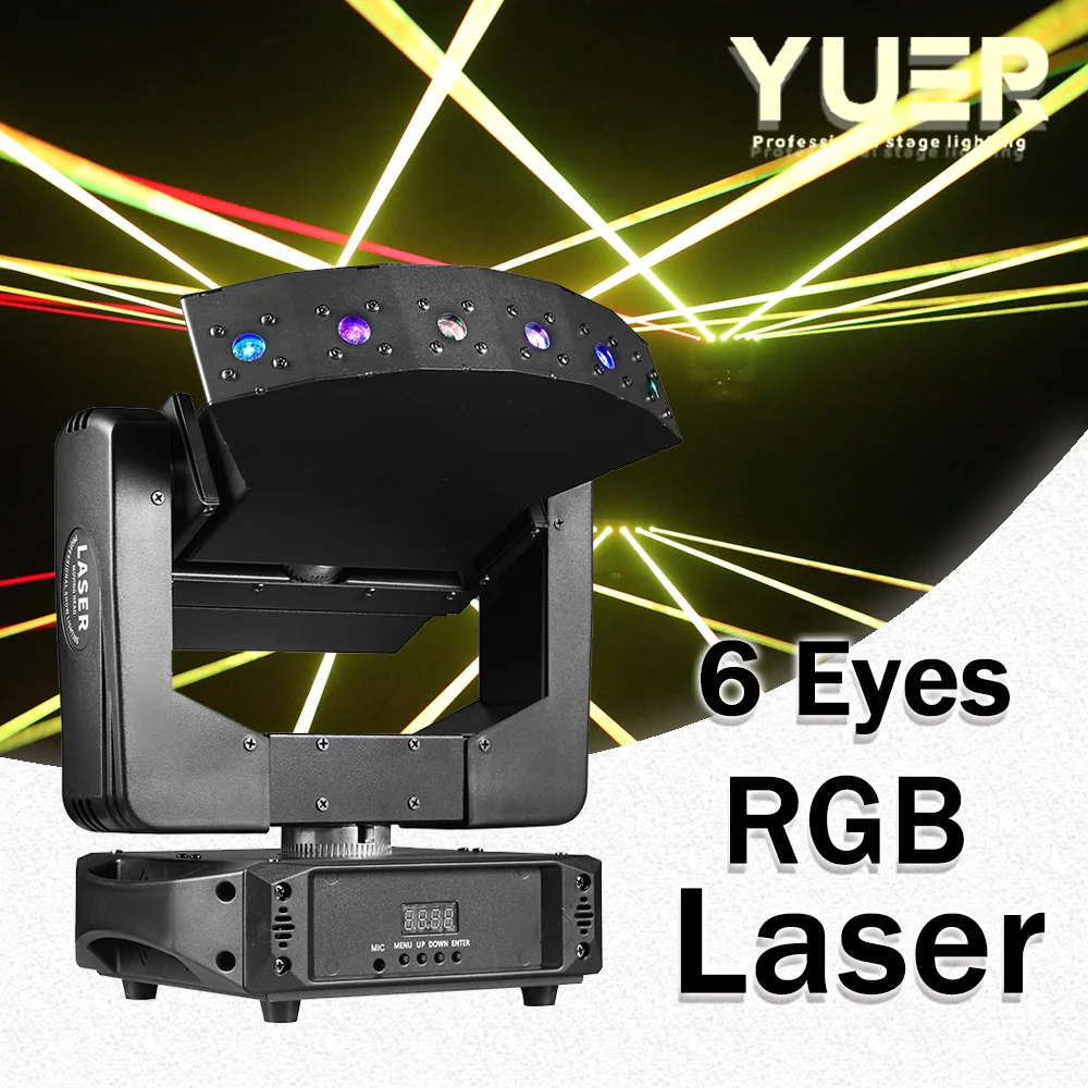 6 eyes RGB Laser Strobe beam Moving head light DMX Auto Sound Control Professional lighting machine for DJ Disco party bar Stage
6 eyes RGB Laser Strobe beam Moving head light DMX Auto Sound Control Professional lighting machine for DJ Disco party bar Stage