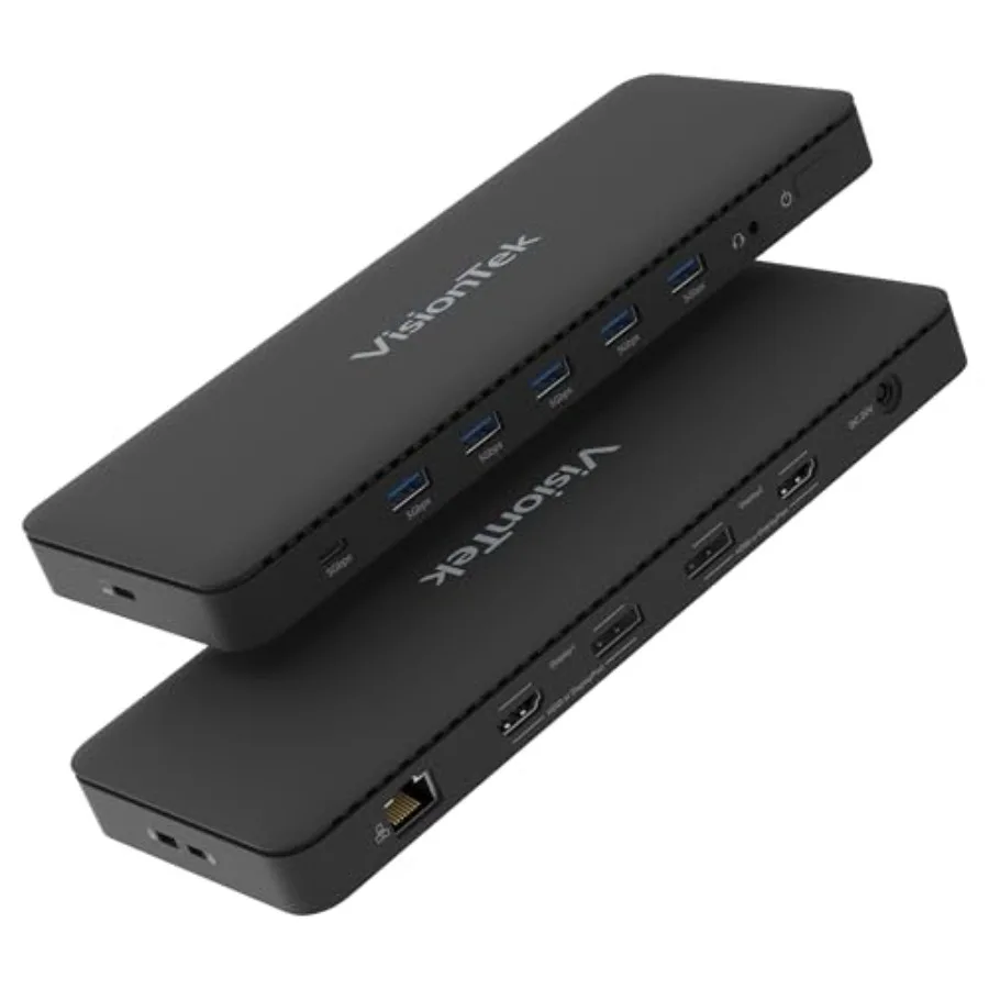 Universal dual 4K docking station for office use, aluminum alloy body, matte black finish, supports 100W charging and USB-A/USB
Universal dual 4K docking station for office use, aluminum alloy body, matte black finish, supports 100W charging and USB-A/USB
