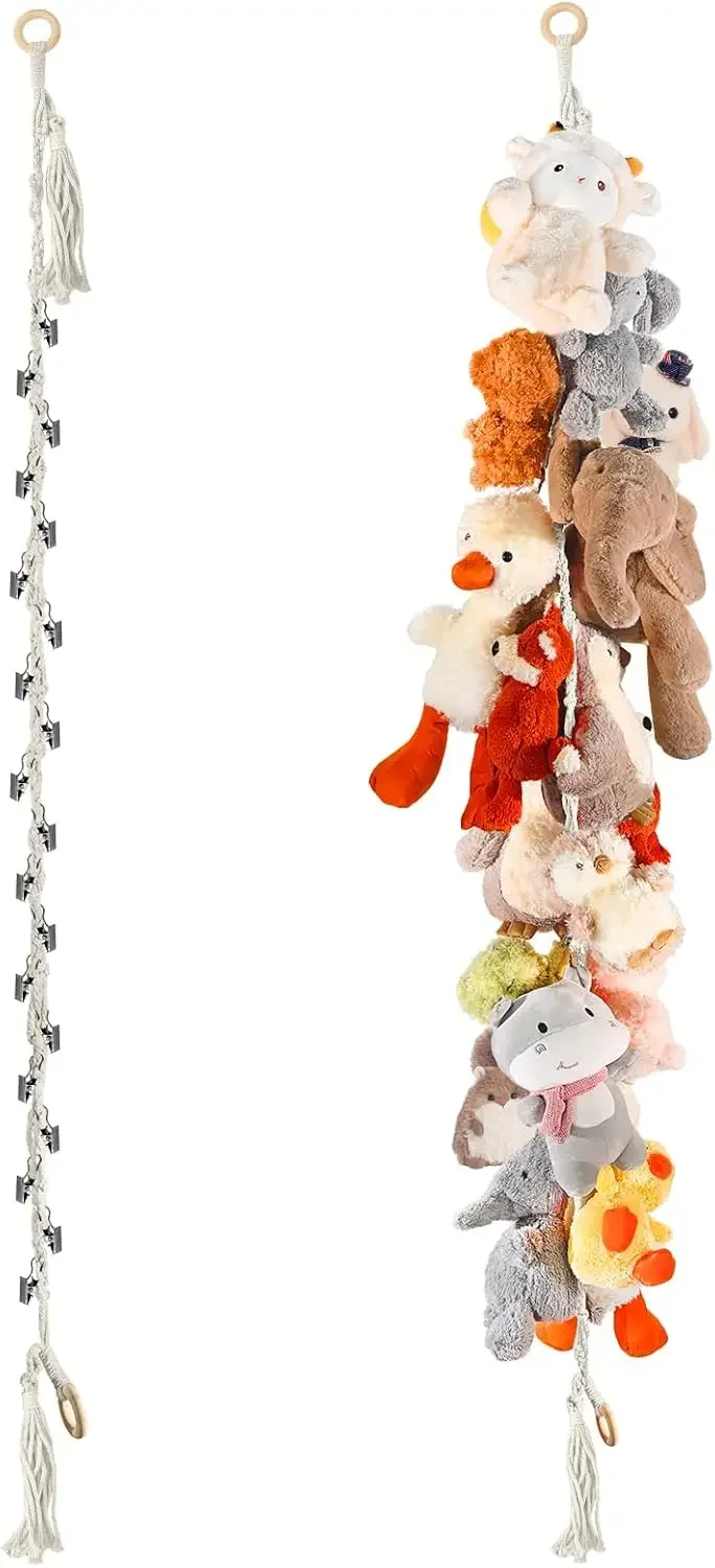 80" Cotton Hanging Storage Chain for Stuffed Animals with 20 Metal Clips, Space-Saving Organizer for Wall Corner Nursery Playroom, White
80" Cotton Hanging Storage Chain for Stuffed Animals with 20 Metal Clips, Space-Saving Organizer for Wall Corner Nursery Playroom, White