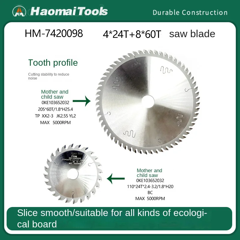 HaoMai TiePing Tooth Mother Saw Blade Cutting Plate No Burst Edge Cut Ecological Board Paint-Free Board
HaoMai TiePing Tooth Mother Saw Blade Cutting Plate No Burst Edge Cut Ecological Board Paint-Free Board