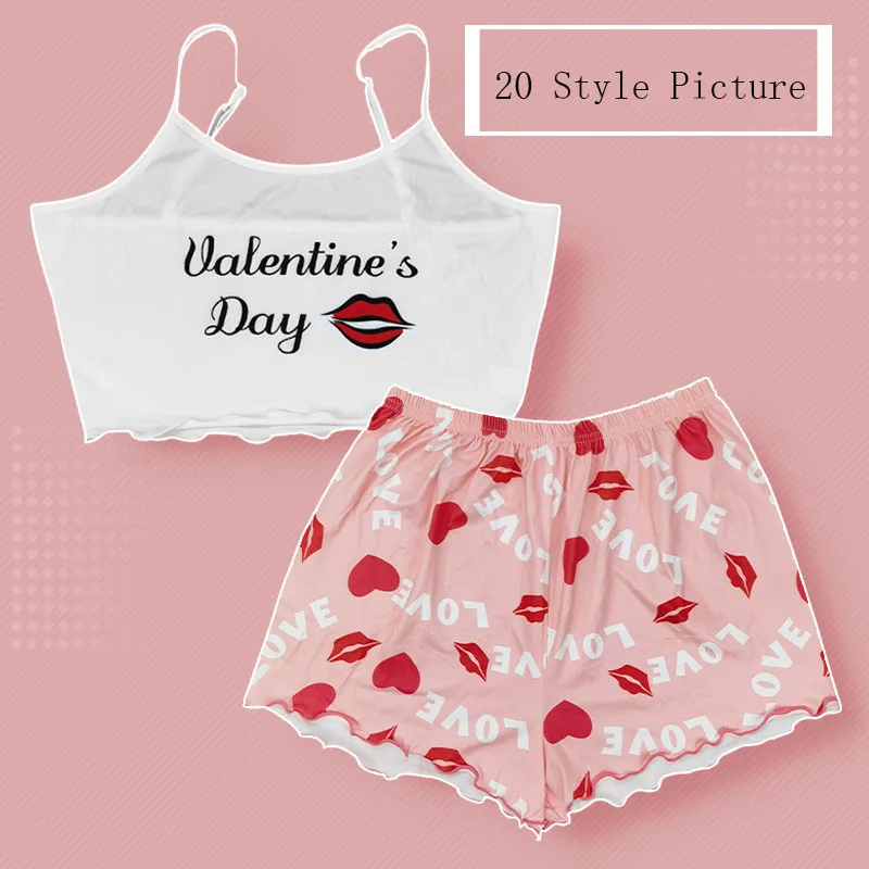 Sexy satin camisole shorts pajamas suit female imitation ice silk V-neck cool home clothes summer cartoon print girls sleepwear
Sexy satin camisole shorts pajamas suit female imitation ice silk V-neck cool home clothes summer cartoon print girls sleepwear
