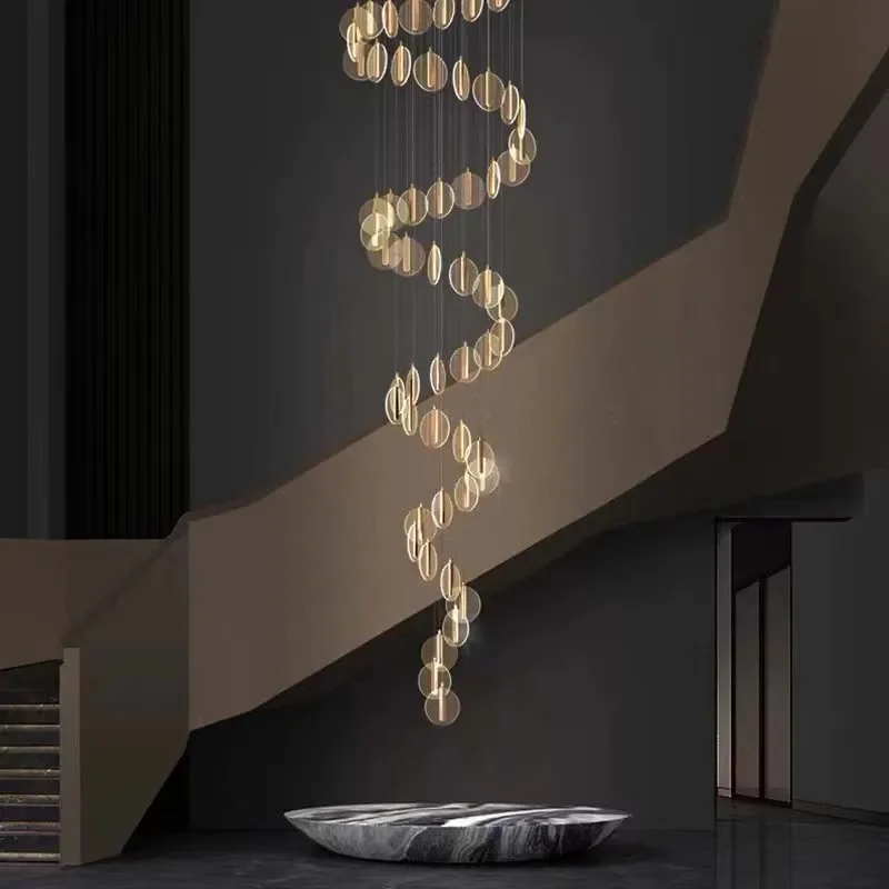 Modern Rotary Crystal Staircase LED Chandelier Luxury Creative Design Villa Indoor Lighting Fixtures Golden Acrylic Hanging Lamp
Modern Rotary Crystal Staircase LED Chandelier Luxury Creative Design Villa Indoor Lighting Fixtures Golden Acrylic Hanging Lamp