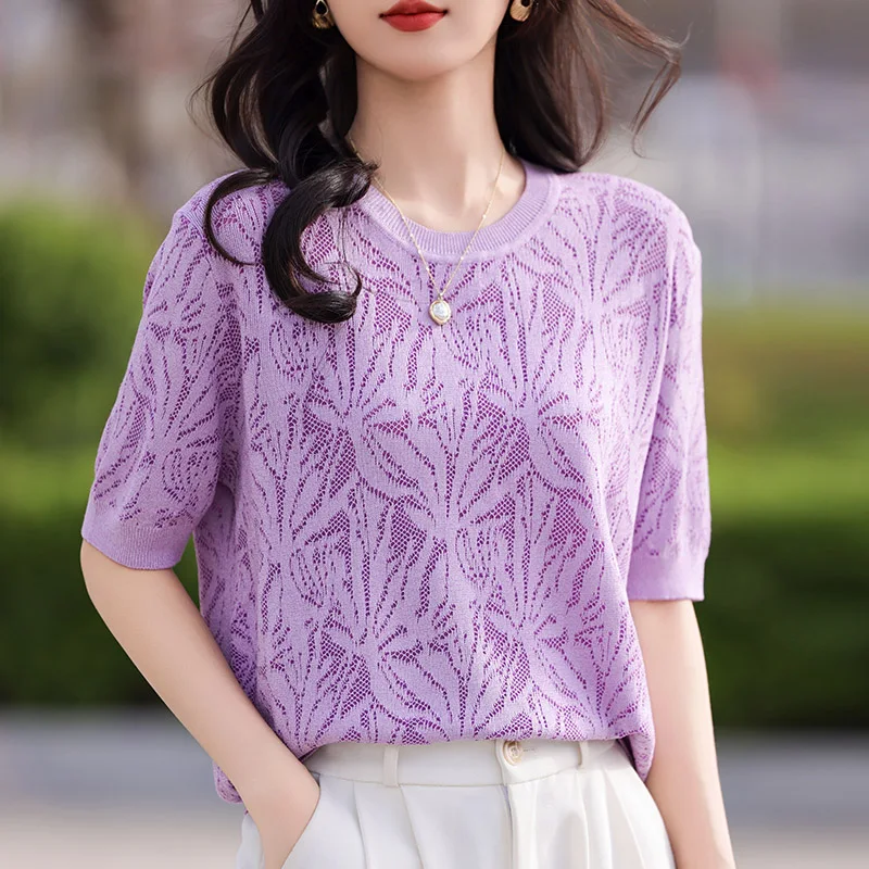 T-shirt Women Tops Summer 2025New Clothing Body O-neck Half Sleeve Tees Shirt Solid Color Maple Leaf Pattern Casual Fashion Top
T-shirt Women Tops Summer 2025New Clothing Body O-neck Half Sleeve Tees Shirt Solid Color Maple Leaf Pattern Casual Fashion Top