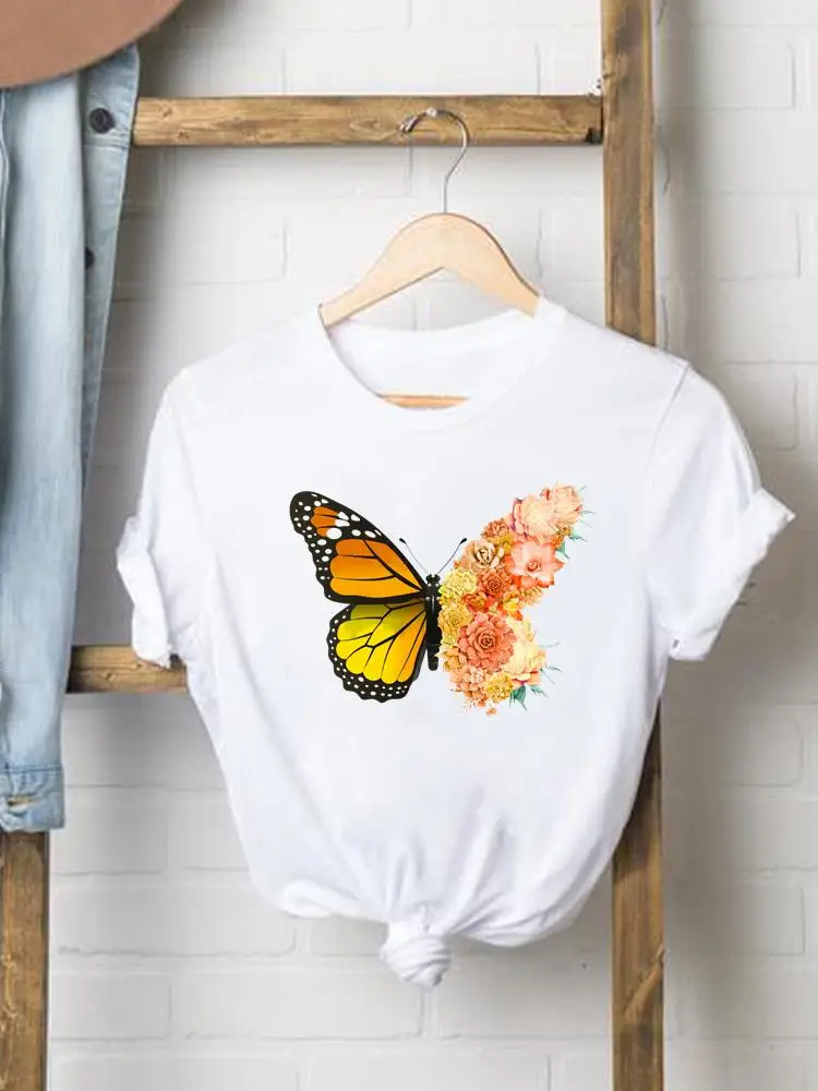 Women T Clothes Short Sleeve Print T-shirts Flower Wing Butterfly Ladies Casual Clothing Fashion Female Graphic Tee
Women T Clothes Short Sleeve Print T-shirts Flower Wing Butterfly Ladies Casual Clothing Fashion Female Graphic Tee