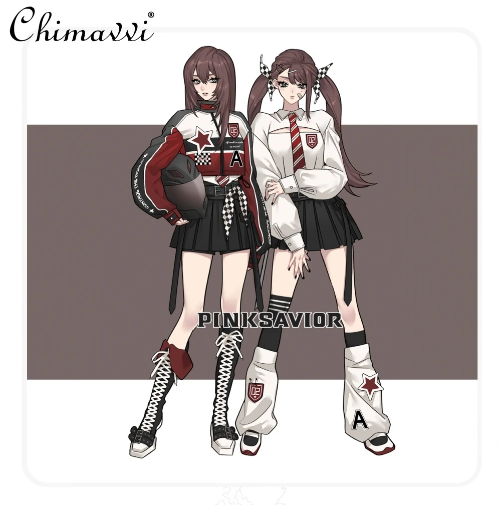 Japanese Sweet Cool Skirt Set Autumn New Fashion Long Sleeve Short Motorcycle Jacket Shirt Skirt Student Women's Outfits 
Japanese Sweet Cool Skirt Set Autumn New Fashion Long Sleeve Short Motorcycle Jacket Shirt Skirt Student Women's Outfits